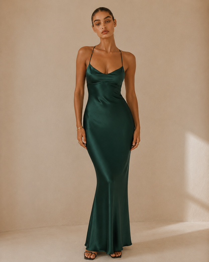 Ludovica™ | Abito satinato con schiena scoperta