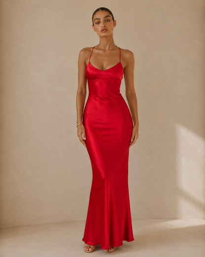 Ludovica™ | Abito satinato con schiena scoperta