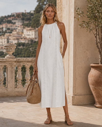 Livia™ | Abito in Lino con Collo alla Coreana